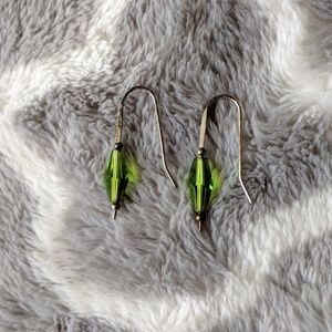 Green Bead Drop Earrings